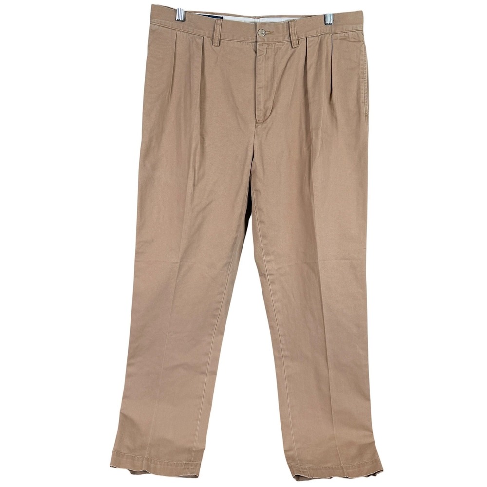 Vintage Polo Ralph Lauren Ethan Pant Double Pleated Mens 36x32 Tan Cotton Chinos